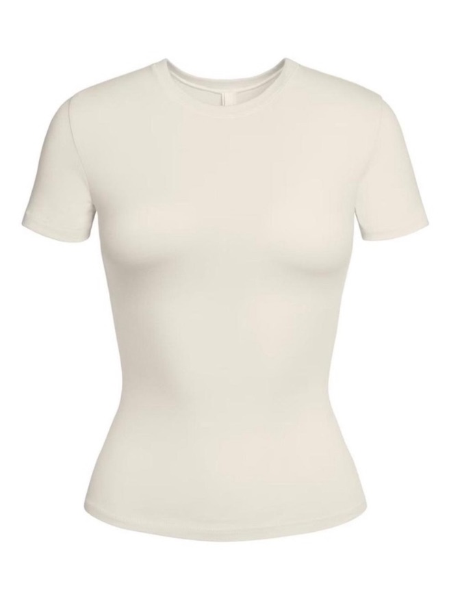 Rare Skims Bone Cotton Rib T-Shirt